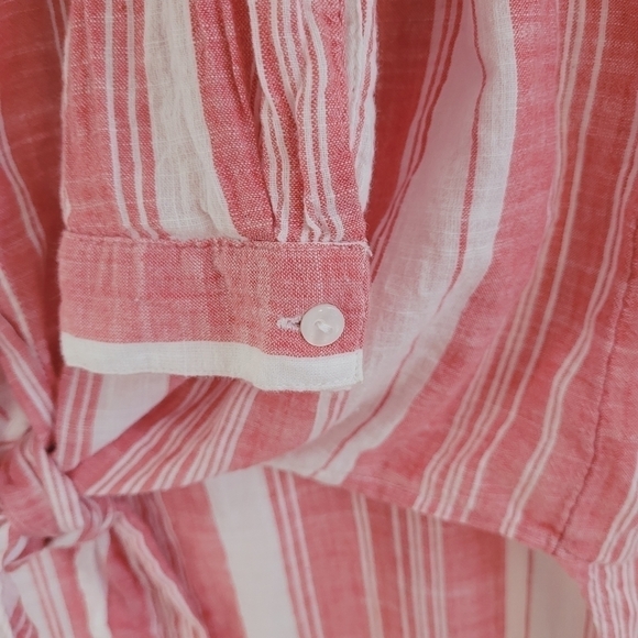 3/$25 New Look Soft Red & White Striped Cotton Tie- Front Shirt - Picture 8 of 8